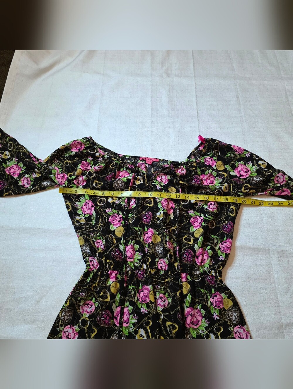 Betsey Johnson Secret Garden Top Peasant Rose Chain Key Size Small Floral - Picture 6 of 10